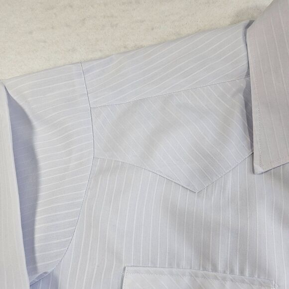 VTG Panhandle Slim Pearl Snap Shirt Mens 16.5 Blue Textured Stripes Western 90s - Picture 6 of 13